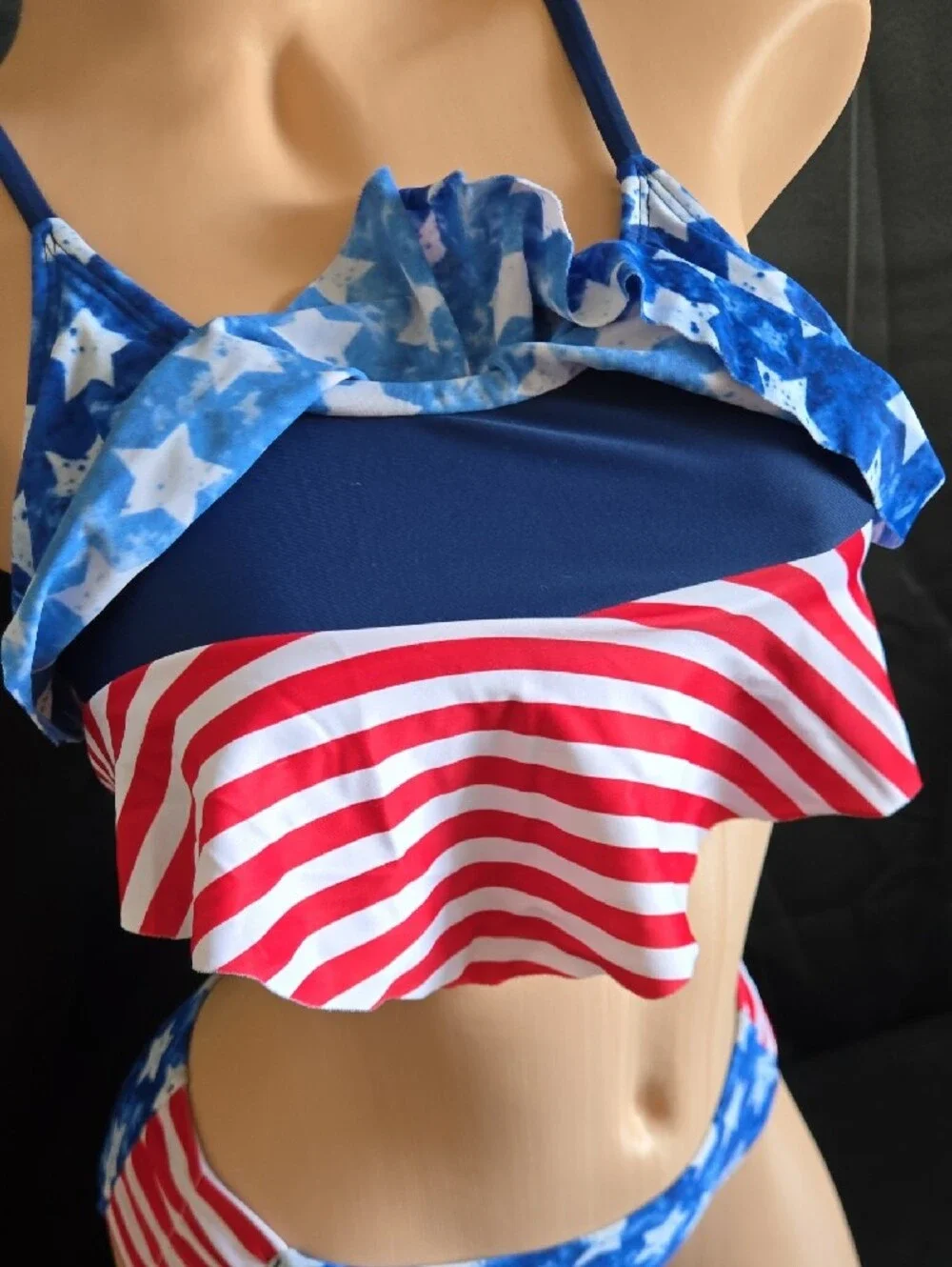 Justice Blue & Red Star Ruffle Bikini Set
